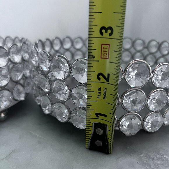 Wine Coasters Set Of 2 From Z Gallerie Clear Faceted Rhinestone Bling 6"x2.5" - Picture 6 of 16